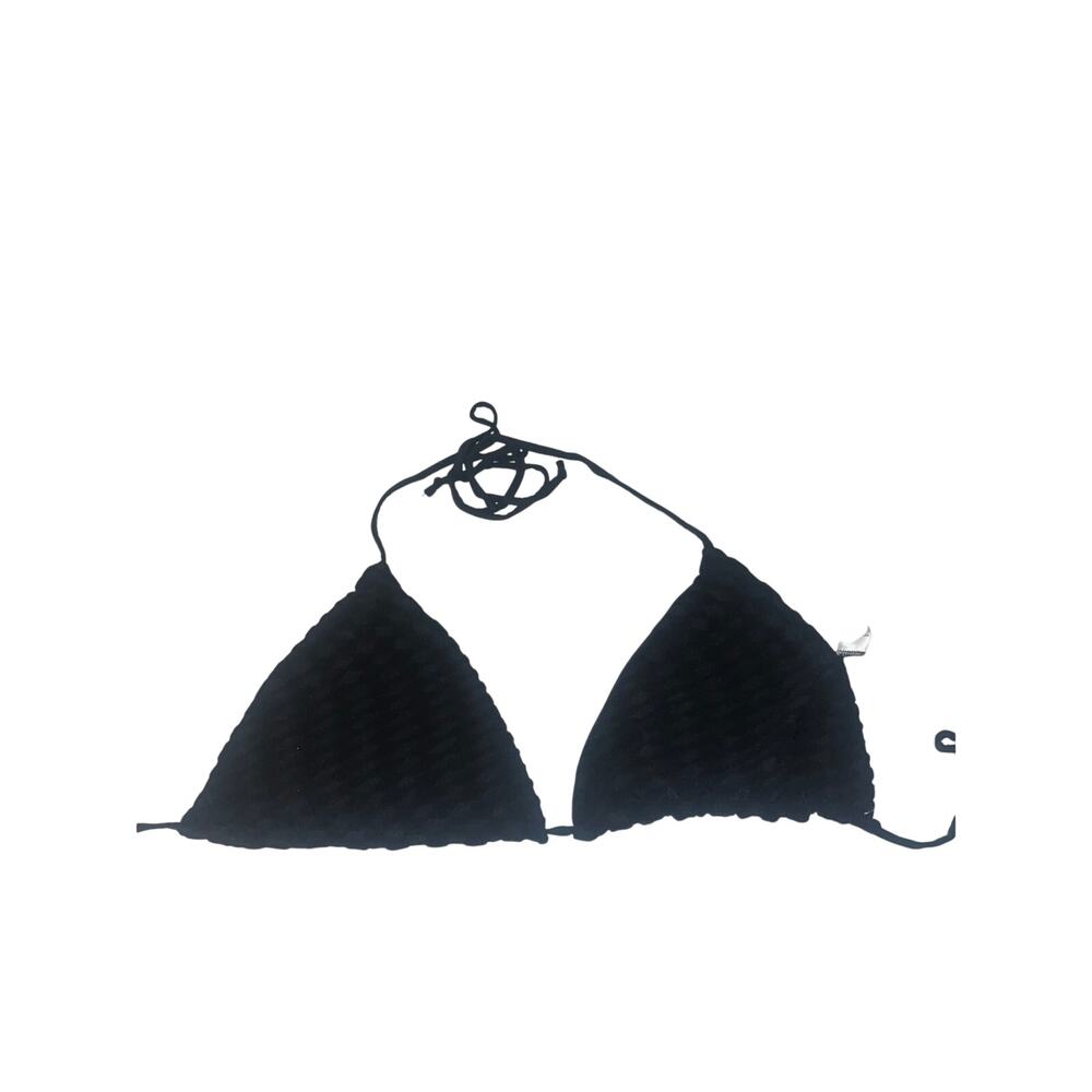 New Good American black Jaquared Wave Check Tiny Ties plus size bikini top 4x